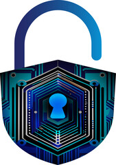 Closed Padlock on digital background, cyber security