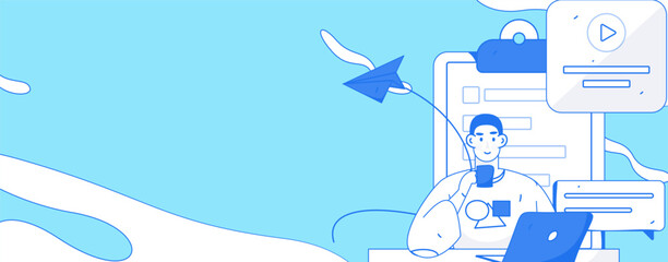 Business People Flat Vector Concept Operation Hand Drawn Illustration
