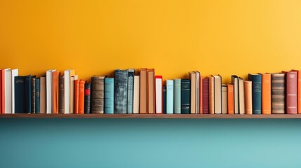 pile of books on minimalistic background or stock of books for world book day background