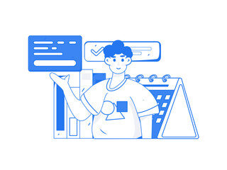 Business People Flat Vector Concept Operation Hand Drawn Illustration
