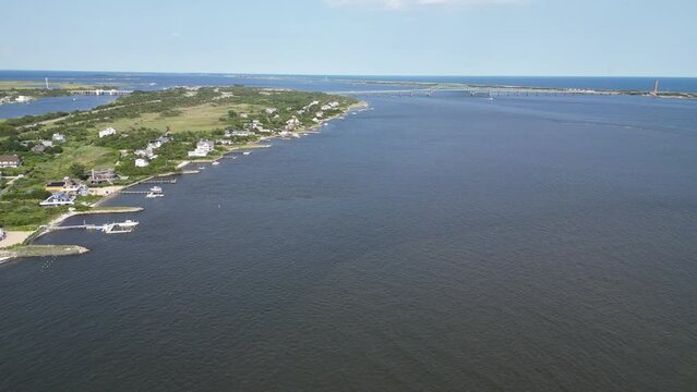 Drone Footage of Oak Beach looking east towards captree bridge and robert moses state park