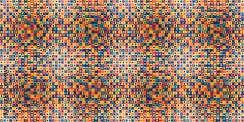 Poster Multicolored pixel pattern of very small squares. Vector for textiles, pillows, clothing, background, packaging, notepads, cups, interior. Stylish design.