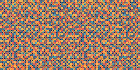 Multicolored pixel pattern of very small squares. Vector for textiles, pillows, clothing, background, packaging, notepads, cups, interior. Stylish design.