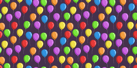 Wallpaper from balloons. Vector seamless pattern with holiday balloons. Vector for textiles, pillows, clothing, background, packaging, notepads, cups, interior. Stylish design.