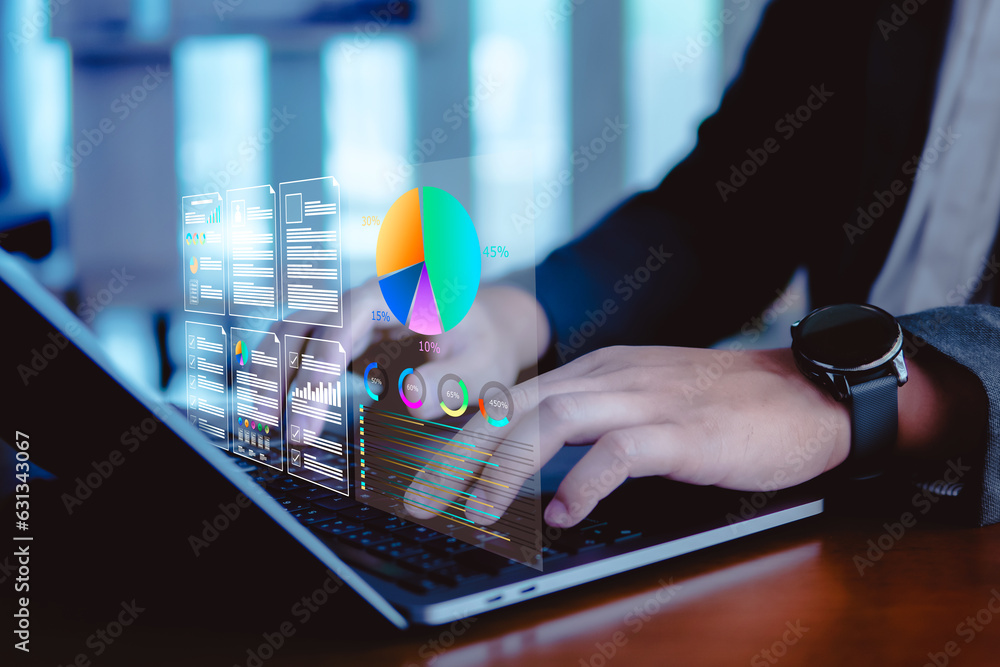 Poster electronic data file management and digital data, business analytics and data management system, fin