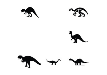 minimal black Allosaurus icon design illustration and white background