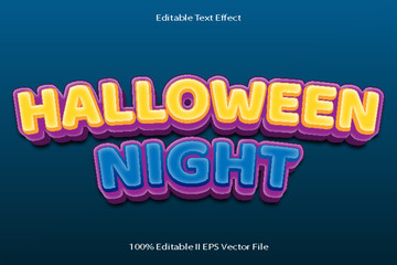 Halloween Night Editable Text Effect 3d Emboss Cartoon Gradient Style