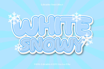 Naklejka na ściany i meble White Snowy Editable Text Effect 3d Emboss Cartoon Gradient Style