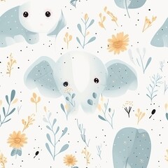 Fototapeta premium nursery decor elephant pattern illustrated simple texture seamless tile