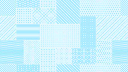 水色の幾何学柄の正方形と長方形のパターン背景