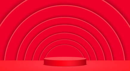 Obraz premium red podium in red studio room