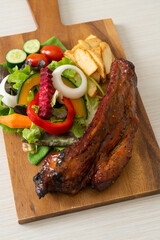 barbecue pork spare ribs with vegetables