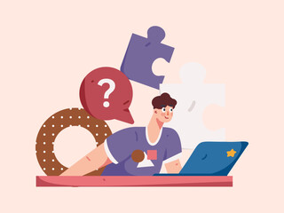 Business People Flat Vector Concept Operation Hand Drawn Illustration
