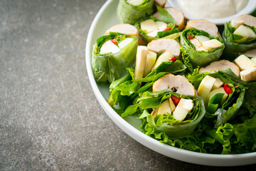 vegetables wrap or salad rolls with creamy salad sauce
