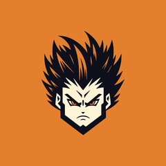 simple gamer anime character logo vector illustration template design