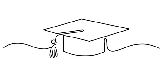 graduation cap line art