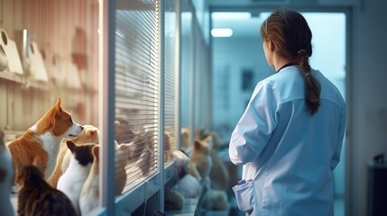 Obraz premium veterinarian examining a pet in a clinic generative ai