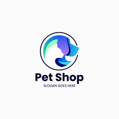 Vector Logo Illustration Pet Shop Gradient Colorful Style
