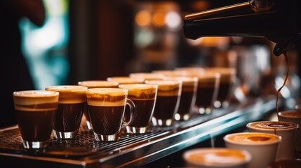 Fototapeta na wymiar barista preparing coffee in a cafe geneative ai