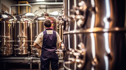 brewer checking the quality of beer in a brewery generative ai