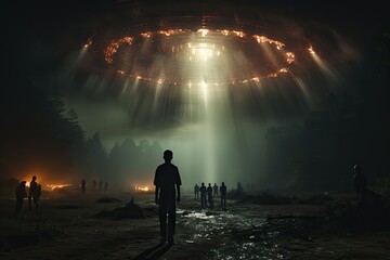 Artistic Interpretation of UFO Abduction Scene