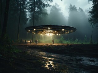 UFO Landing in Secluded Forest Area