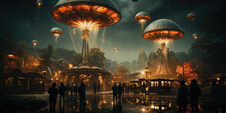 UFO-Themed Amusement Park Ride