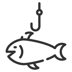 Fishing outline icon on white background