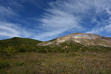 Fototapeta premium Climbing Mount Issaikyo, Fukushima, Japan