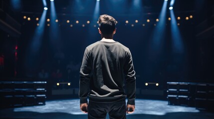 passionate actor rehearsing on a theater stage generative ai