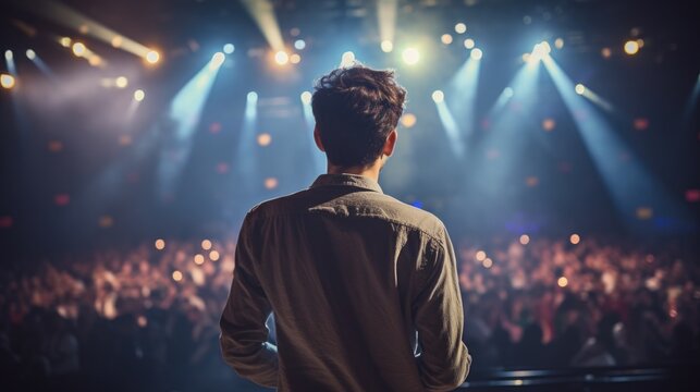 passionate actor rehearsing on a theater stage generative ai