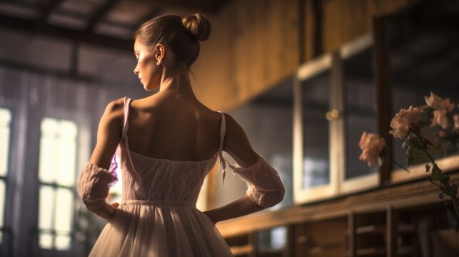 ballet dancer practicing in a dance studio generative ai