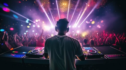 DJ mixing tracks in a nightclub generative ai