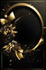 christmas flyer with a mesmerizing blend of black and gold tones