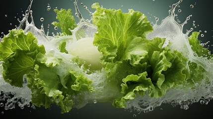 Refreshing Water Splash: Lettuce Salad Reimagined, generative ai