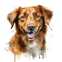 Adorable Watercolor Puppy Illustration with White Space