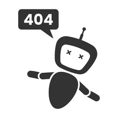 Vector illustration of broken robots icon in dark color and transparent background(PNG).