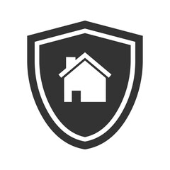 Vector illustration of home protection icon in dark color and transparent background(PNG).