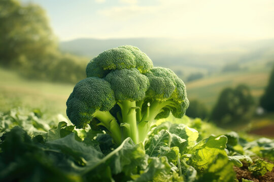 Ripe broccoli in the field