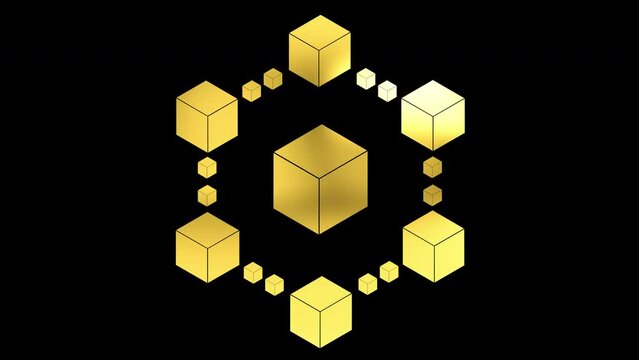 Cube Crop Circles Gold Animated, with ALPHA Channel (Transparent Background) In 4K Resolution