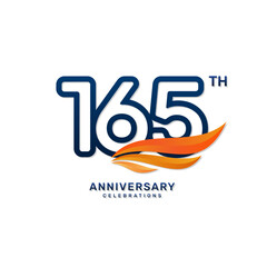 165th anniversary logo in a simple and luxurious style with blue numbers and orange wings, vector template