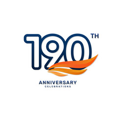 190th anniversary logo in a simple and luxurious style with blue numbers and orange wings, vector template