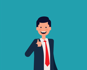 Happy man shows thumb up. Gesture concept. Vector illustration in cartoon design
