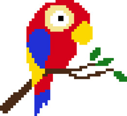 Parrot cartoon icon in pixel style