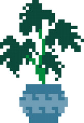 Plant cartoon icon in pixel style