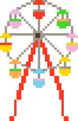 Ferris wheel cartoon icon in pixel style