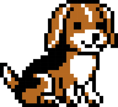 dog cartoon icon in pixel style