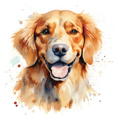 Expressive Watercolor Dog Portrait on a White Canvas