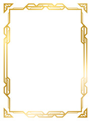 Art Deco gold frame vintage frame line geometric wedding label card frame png transparent background