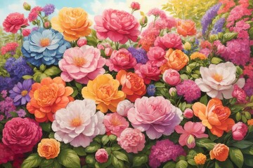 Many Beautiful Colourful and Realistic  Flowers in one Frae